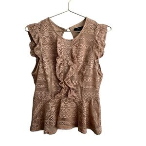 Privy Lace Ruffle Blouse - Brown